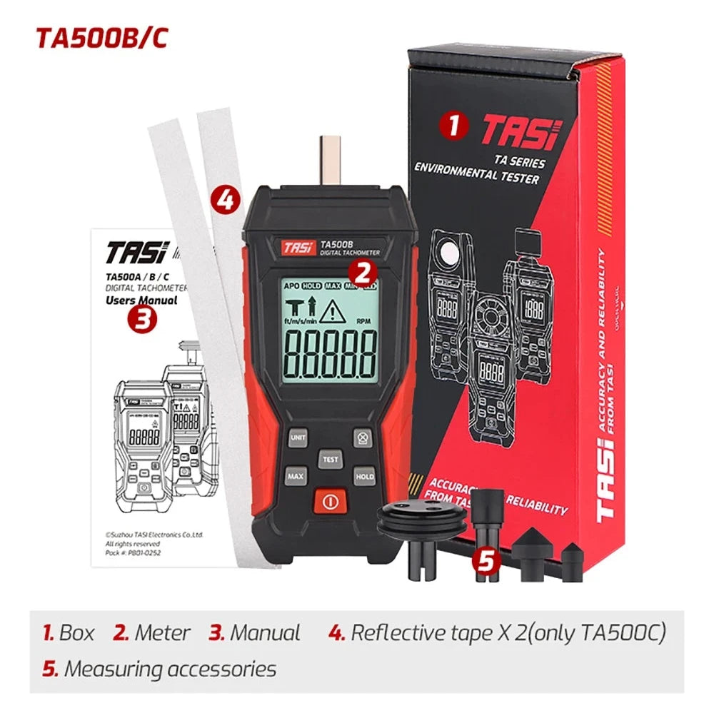 Tachometer TA500C - Digital Handheld Line Speed Tachometer (RPM & m/min) - Encoder