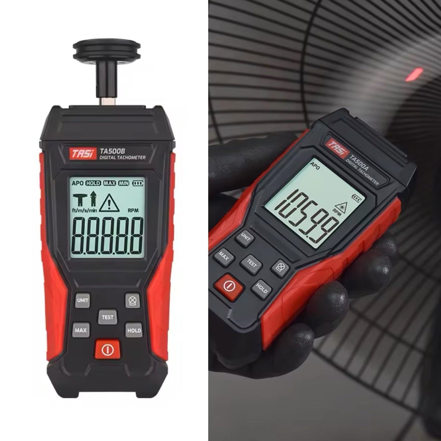 Tachometer TA500C - Digital Handheld Line Speed Tachometer (RPM & m/min) - Encoder