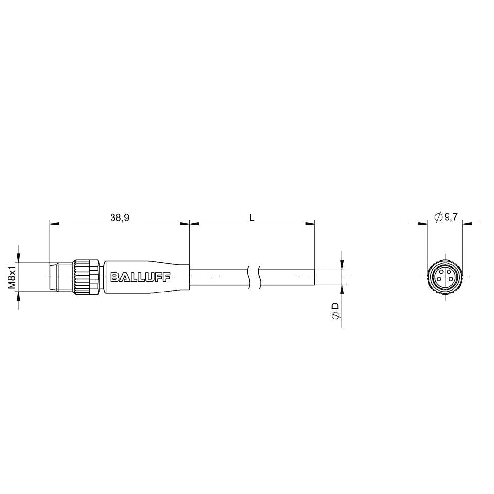Balluff BCC02PE - Double-Ended Cordsets -M8, Male, Straight, 4 pin