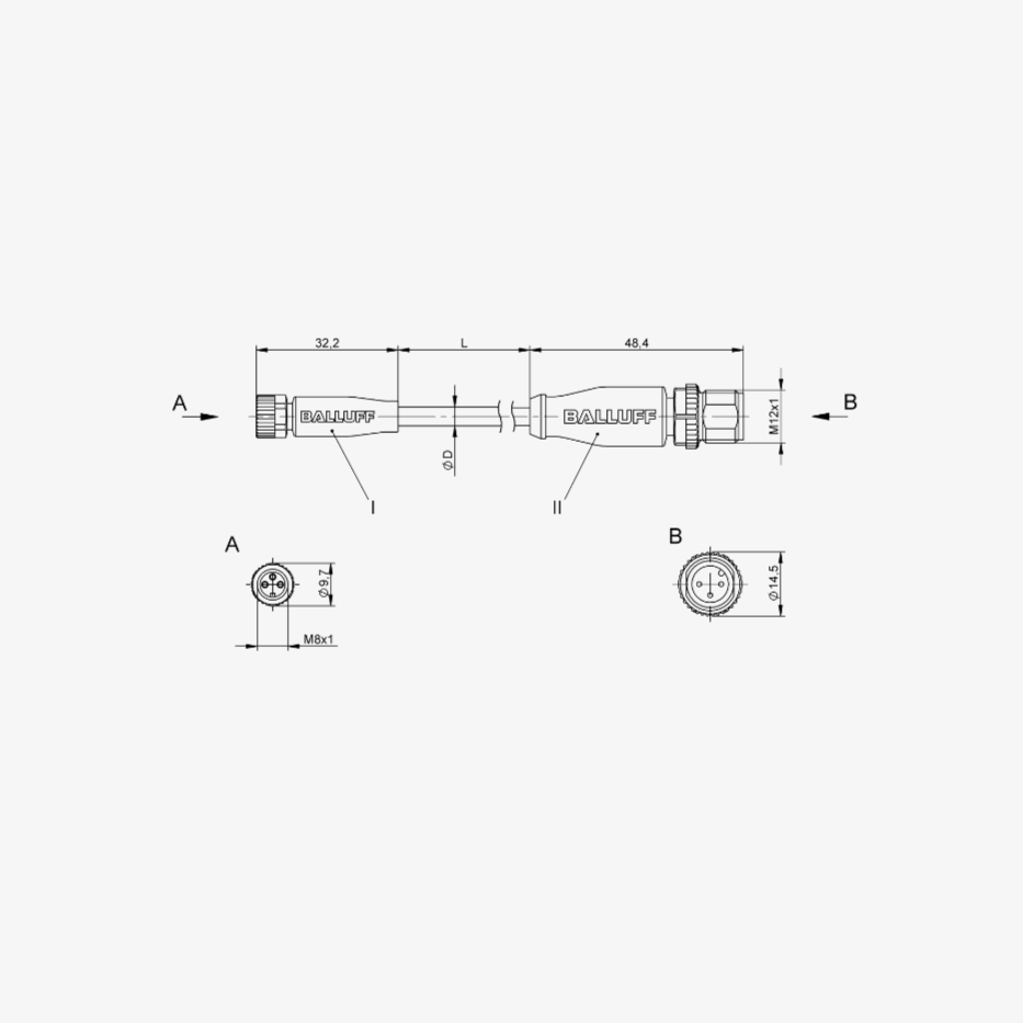 STM12MM8F3PUR S1 - Double-Ended Cordsets