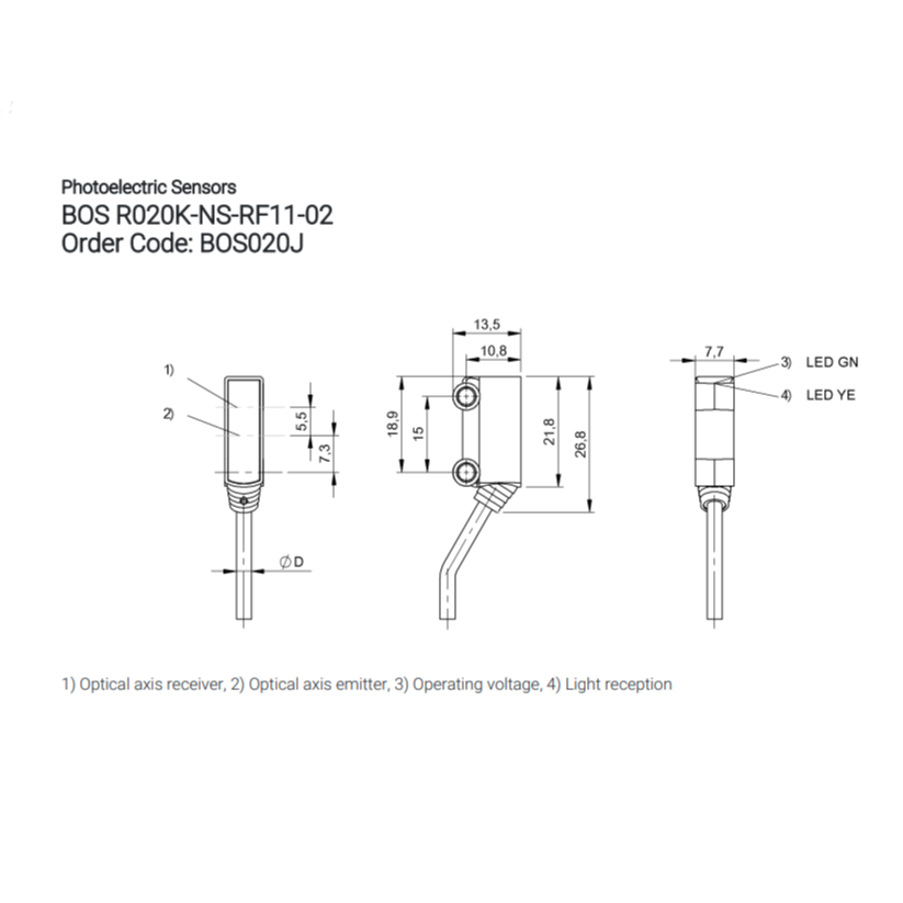 BOS020J - Diffuse Triangulation Sensor