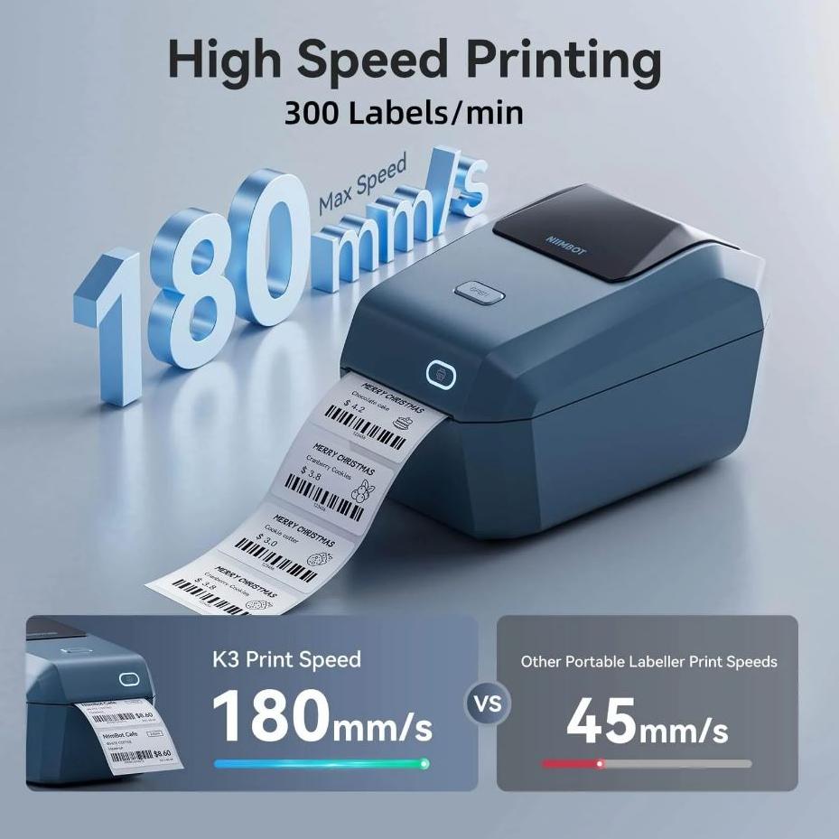 NIIMBOT K3 Label Maker - 80mm 3inch USB Wifi Bluetooth Thermal Label Maker