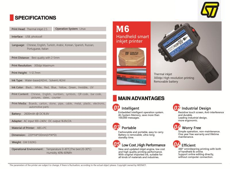 Leojet M6 Handheld Printer - Inkjet