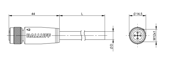 BCC08KR - Single-Ended Cordsets - M12 F 5 PUR S 10 Meter Shielded