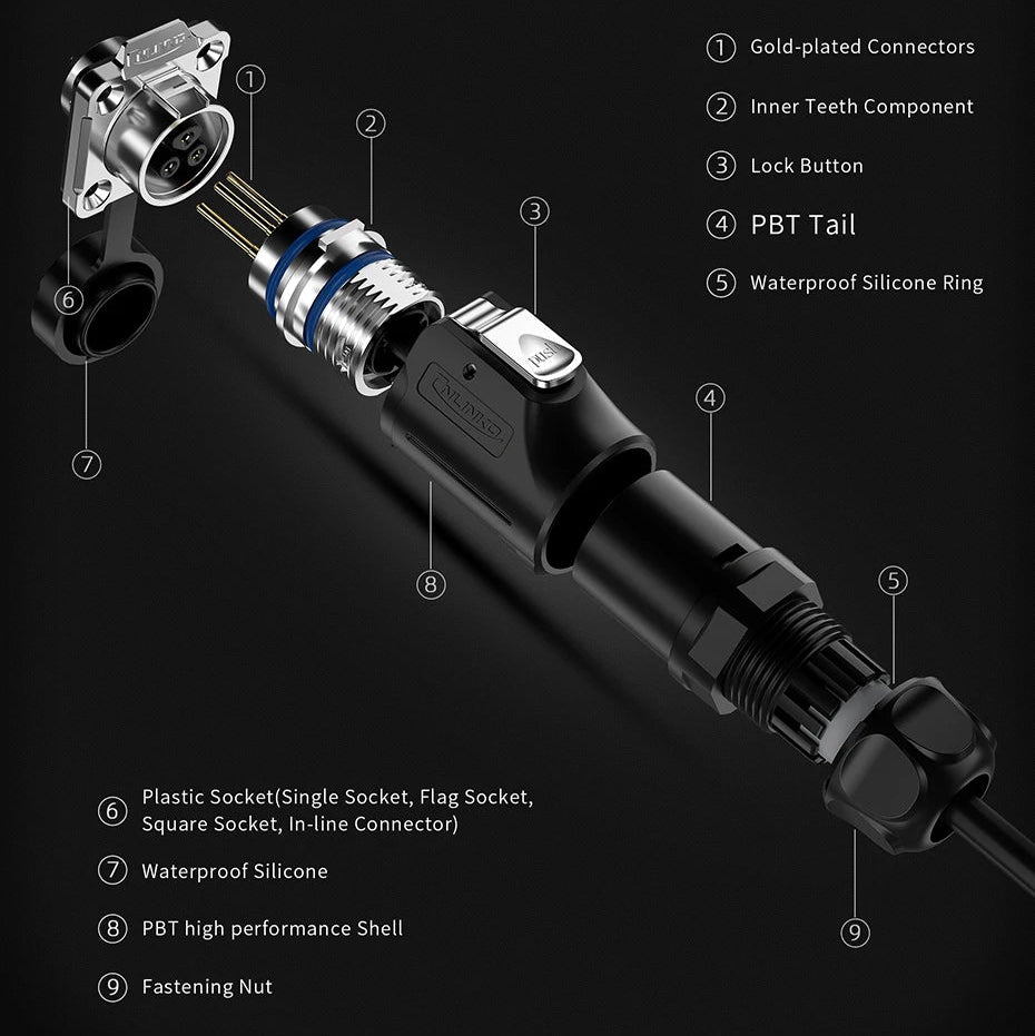 ST LP16-8M-IP68 - Industrial Waterproof Connector - CNLINKO