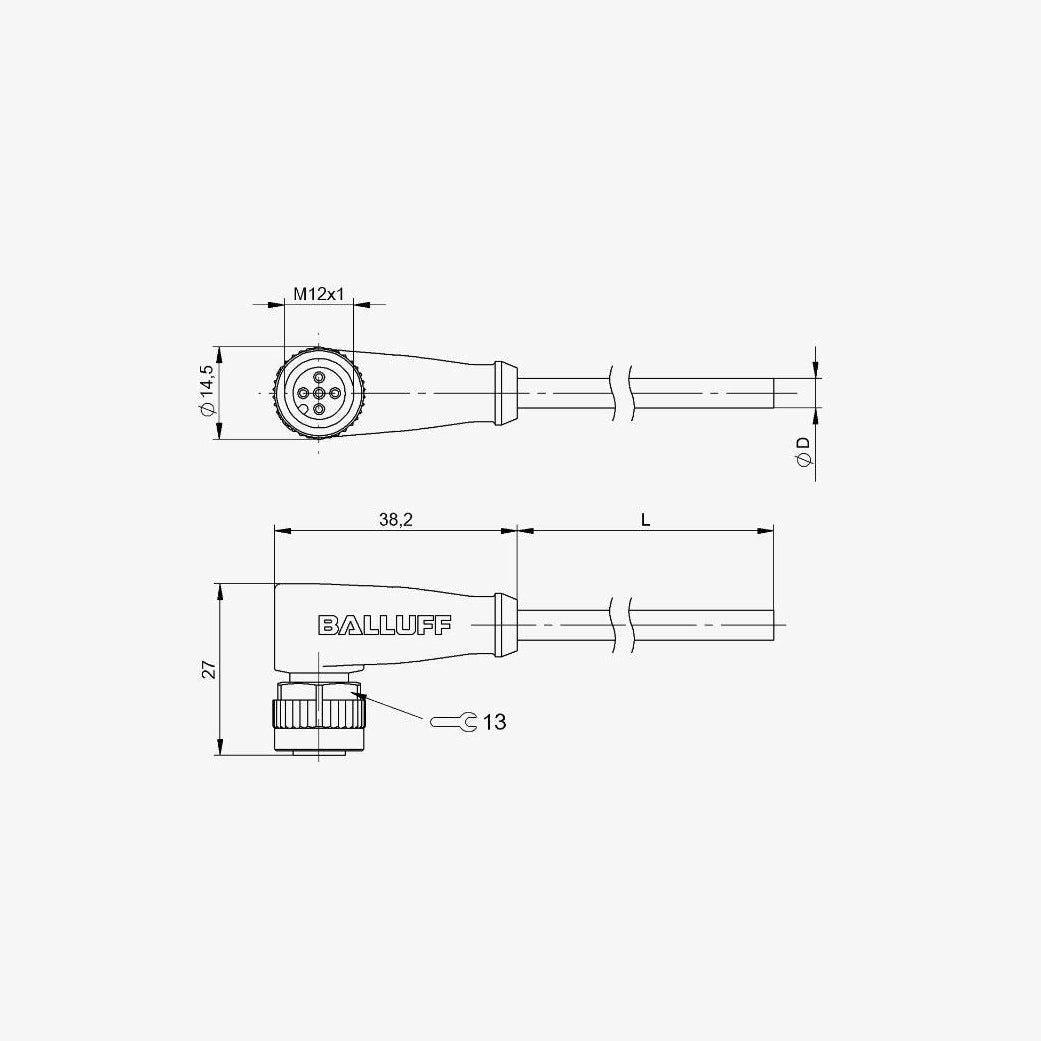 STM12F5PUR R5-BCC032Z - Single-Ended Cordsets - M12 5pin R/A 5m Cable