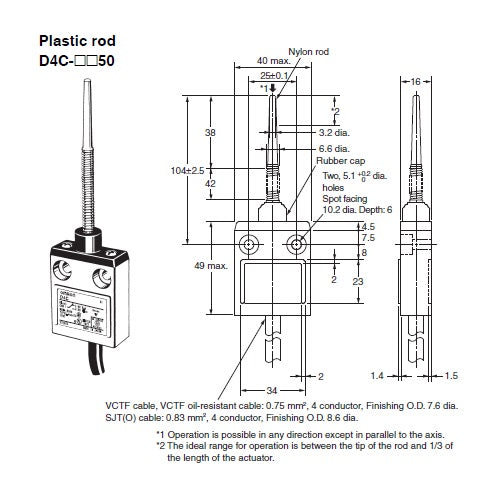 Omron D4C-1250 Spring Limit Switch