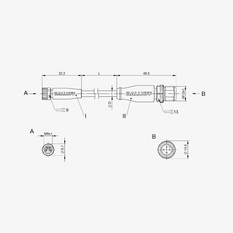 STM12MM8F4PUR S3 - Double-Ended Cordsets