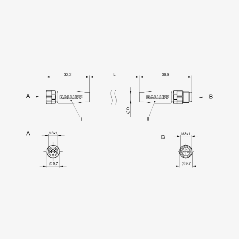 STM8MM8F4PVC S5 - Double-Ended Cordsets