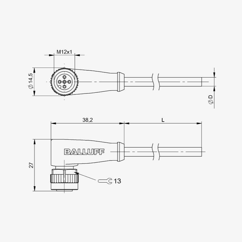 STM12F5PUR R2 - Single-Ended Cordsets