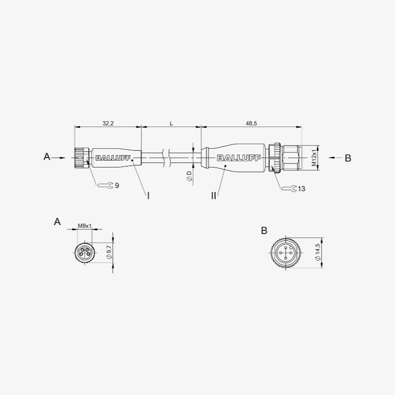 STMM12MM8F4PUR S2.5 - Double-Ended Cordsets