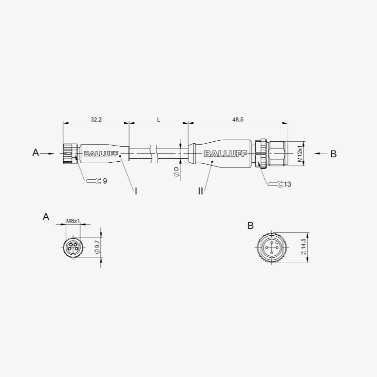 STM12MM8F4PUR S1 - Double-Ended Cordsets