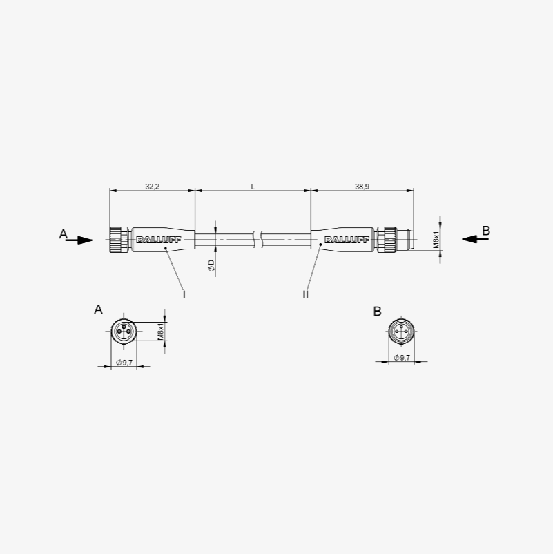 STM8MM8F3PUR S2 - Double-Ended Cordsets