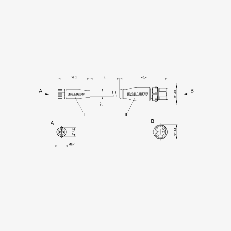 STM12MM8F3PUR S1  - Double-Ended Cordsets