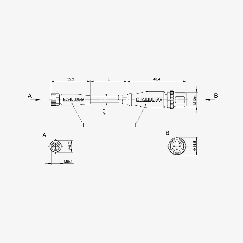 STM12MM8F3PUR S3 - Double-Ended Cordsets