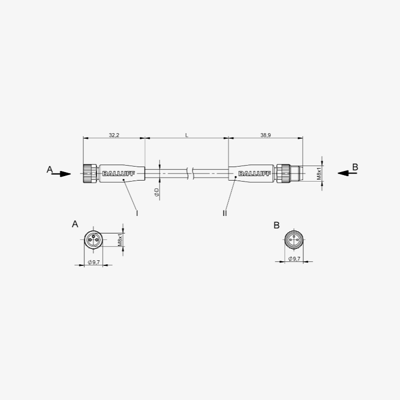 STM8MM8F3PVC S5 - Double-Ended Cordsets