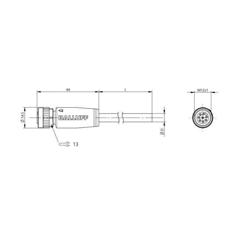 BCC0AT4 - Single-Ended Cordsets - M12 Straight 8pin PUR Black 20m Female