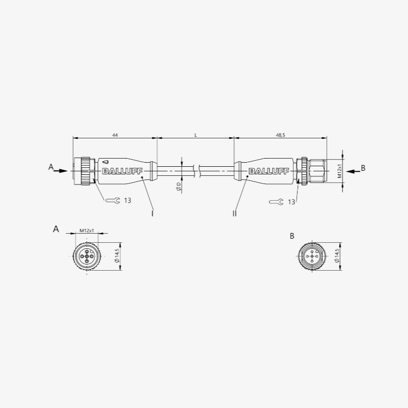 STM12MM12F5PUR S10 - Double-Ended Cordsets