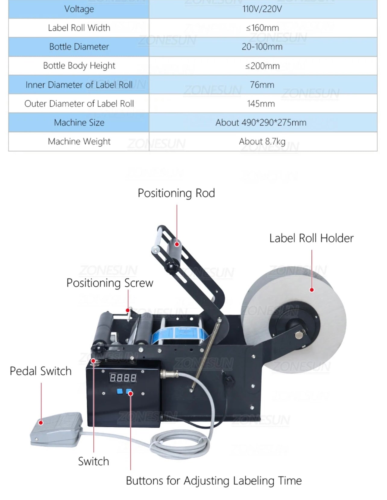 Sagittarius 160 Semi-Automatic Bottle Label Applicator